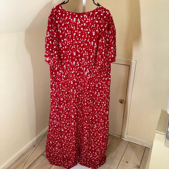 A New Day NWOT Women's Short Sleeve Maxi Sundress Red Floral Size 24 - Picture 6 of 9